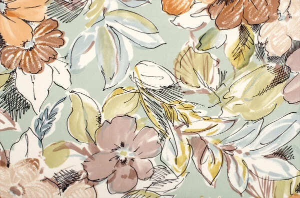 Motifs botaniques dans de douces teintes pastel.