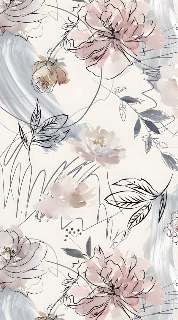 Motif floral avec des fleurs noires et blanches Motif floral avec des fleurs noires et blanches