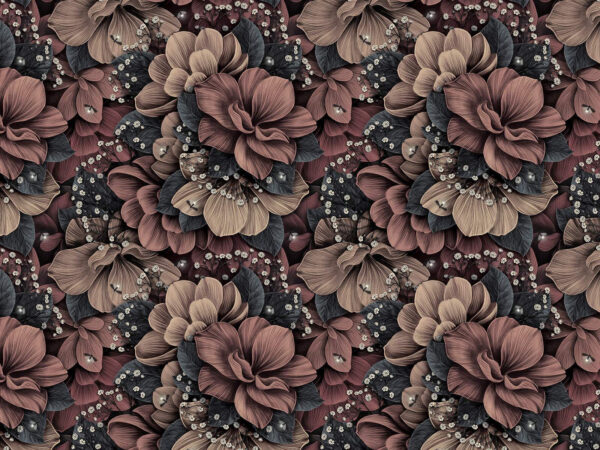 Groupe de fleurs avec petites feuilles blanches et noires Groupe de fleurs avec petites feuilles blanches et noires