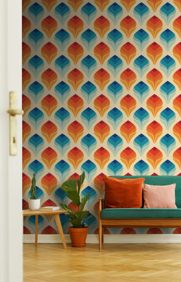 Motif de feuilles orange et bleues Motif de feuilles orange et bleues