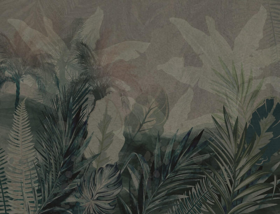 Groupe de feuilles sur fond gris