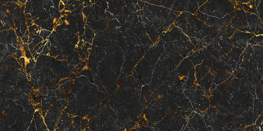 Papier peint Marbre noir veiné d'ambre. – Image 4