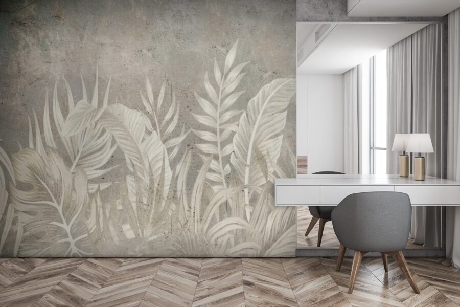 Feuilles douces sur fond de lumière tamisée.
