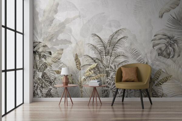 Feuilles tropicales en silhouette douce. Feuilles tropicales en silhouette douce.