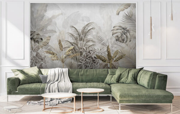 Feuilles tropicales en silhouette douce. Feuilles tropicales en silhouette douce.