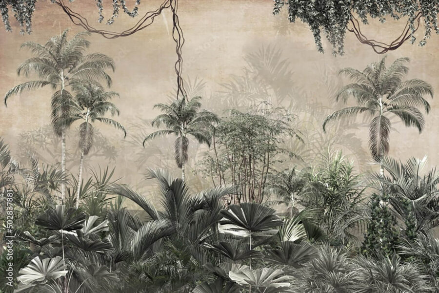 Groupe d'arbres et de plantes