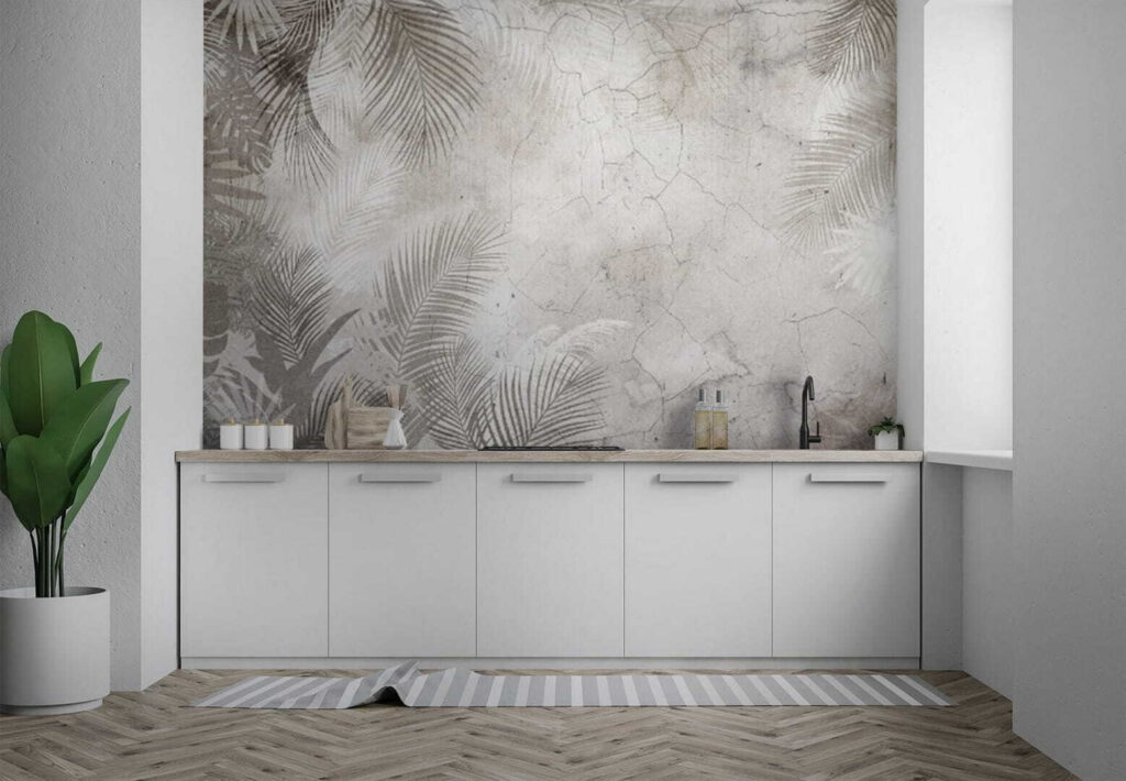 Wall with palm leaves