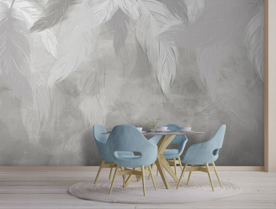 Plume blanche sur une surface grise