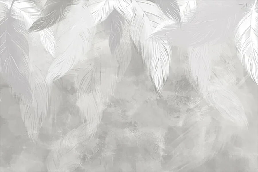 Plume blanche sur une surface grise