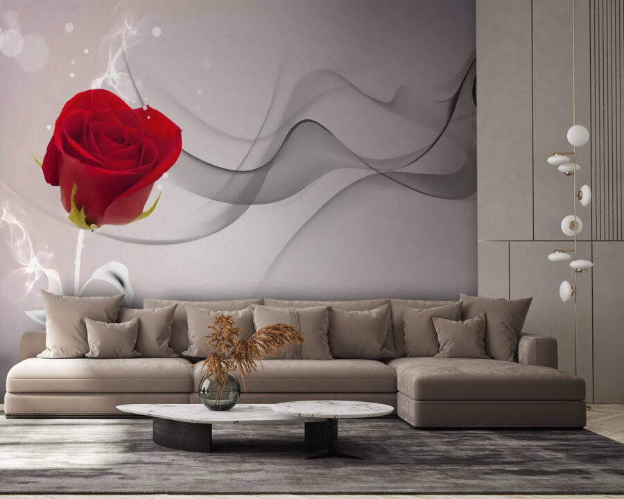 Rose rouge avec fumée