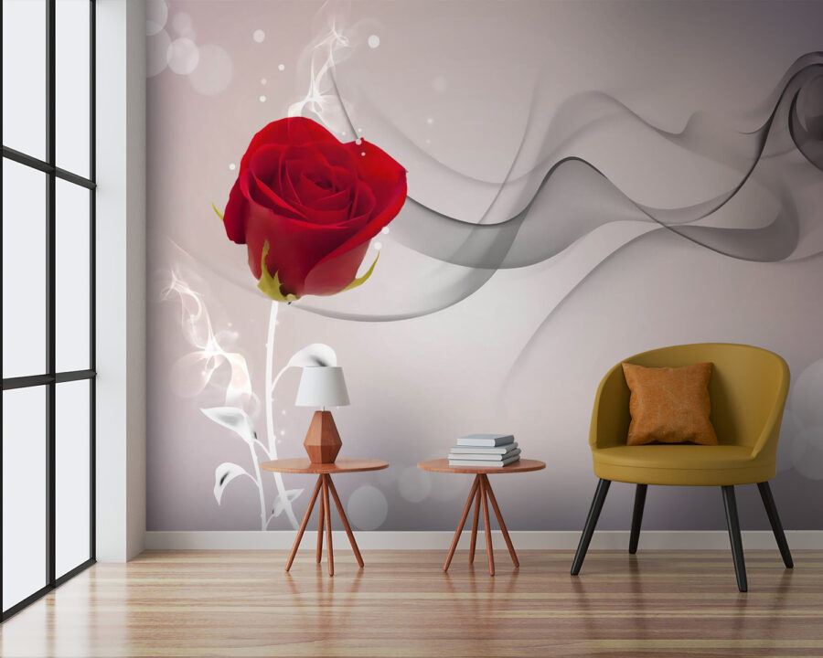 Rose rouge avec fumée