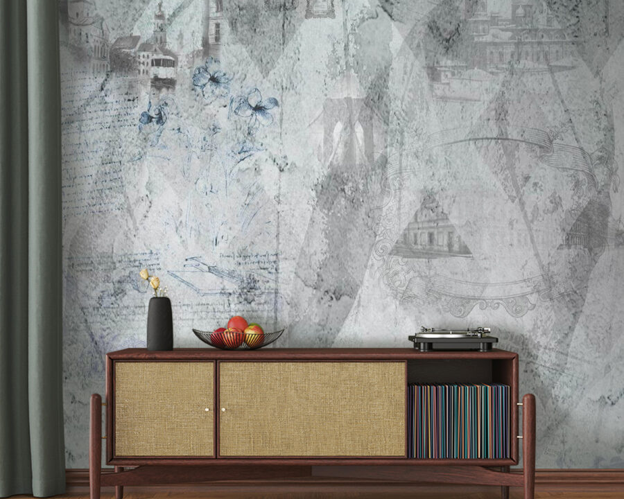 Papier peint gris et blanc avec dessins u68154pig20m 900x720 - Papier peint gris et blanc avec dessins - tegory