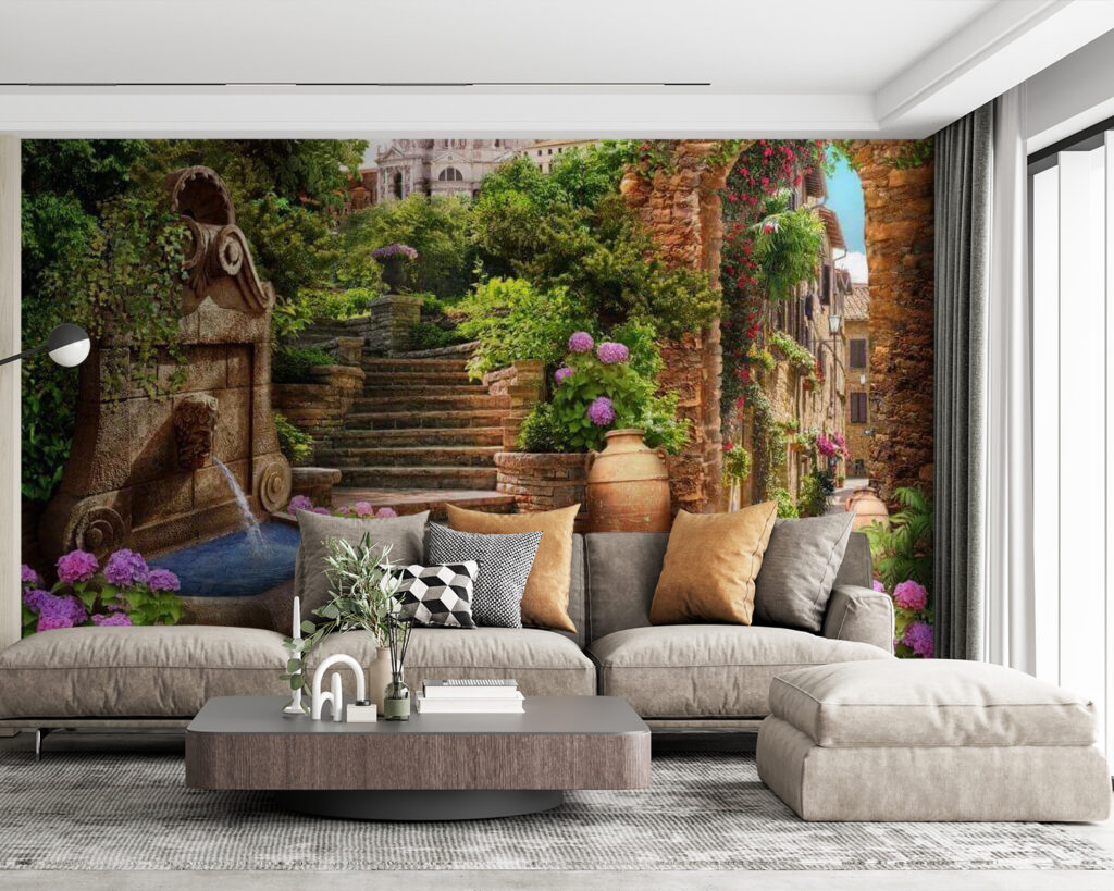 Chemin de pierre avec fontaine, escaliers et fleurs u67807pig63m 1024x819 - Chemin de pierre avec fontaine, escaliers et fleurs - tegory