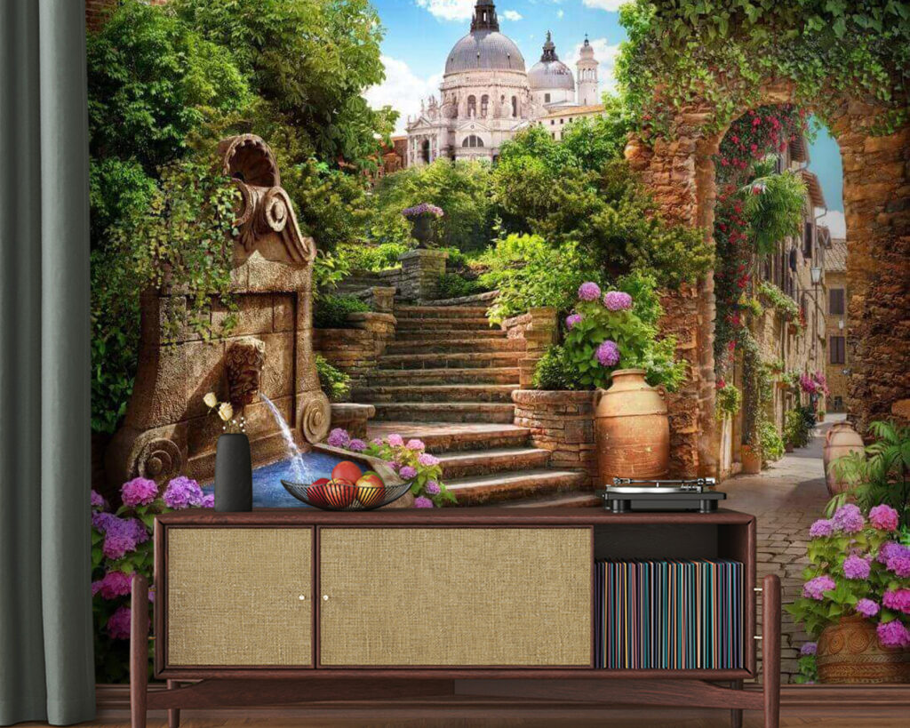 Chemin de pierre avec fontaine, escaliers et fleurs u67807pig20 1024x819 - Chemin de pierre avec fontaine, escaliers et fleurs - tegory