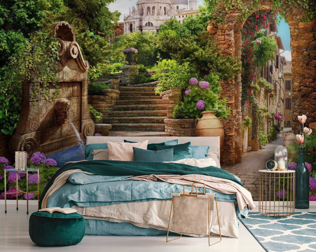 Chemin de pierre avec fontaine, escaliers et fleurs u67807pib111 1024x819 - Chemin de pierre avec fontaine, escaliers et fleurs - tegory