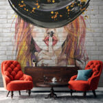 Papier peint Peinture d'une femme avec un chapeau