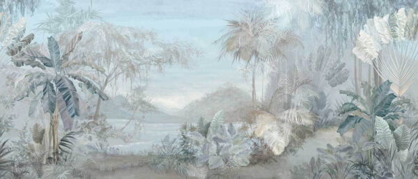 Peinture d'un paysage avec des arbres et des plantes Peinture d'un paysage avec des arbres et des plantes