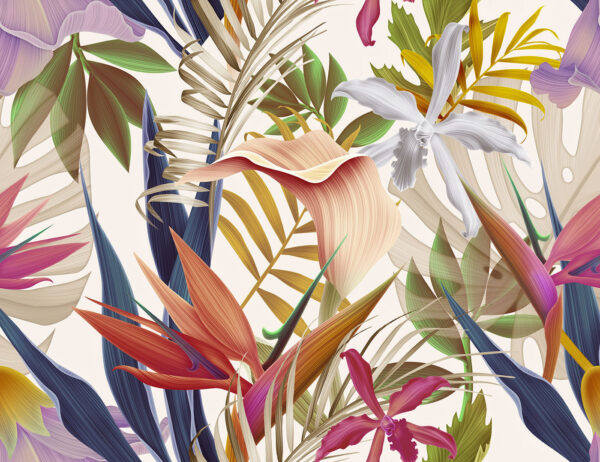 Un feuillage tropical vibrant en harmonie. Un feuillage tropical vibrant en harmonie.