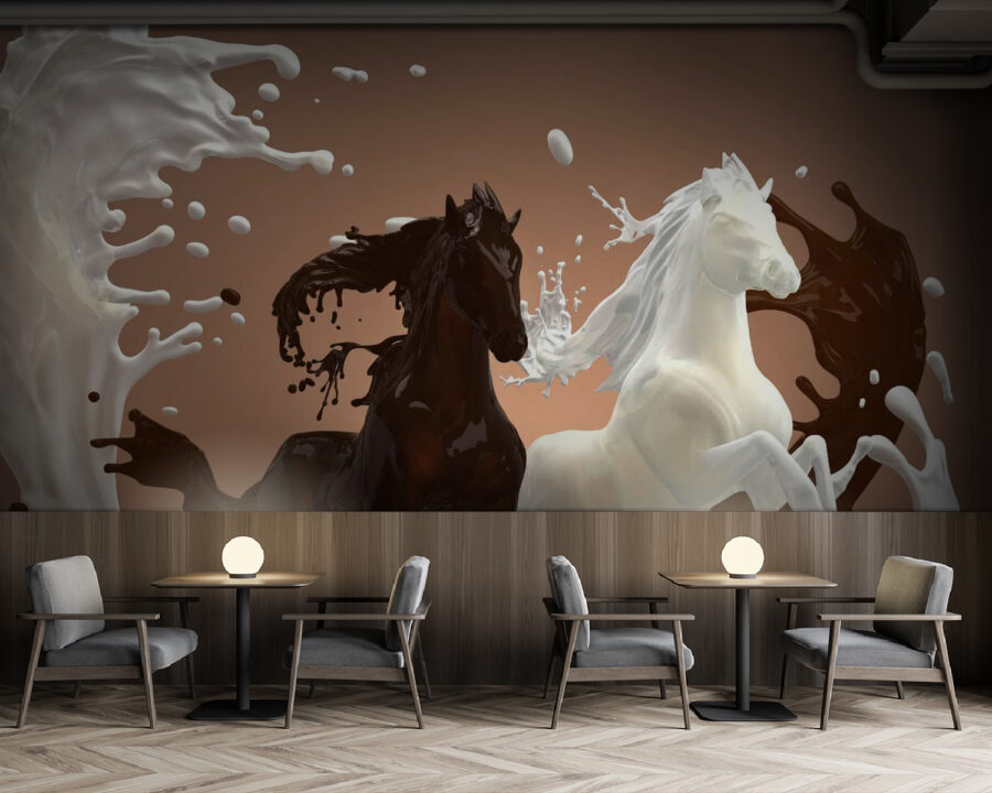 Cheval avec du lait qui l'entoure