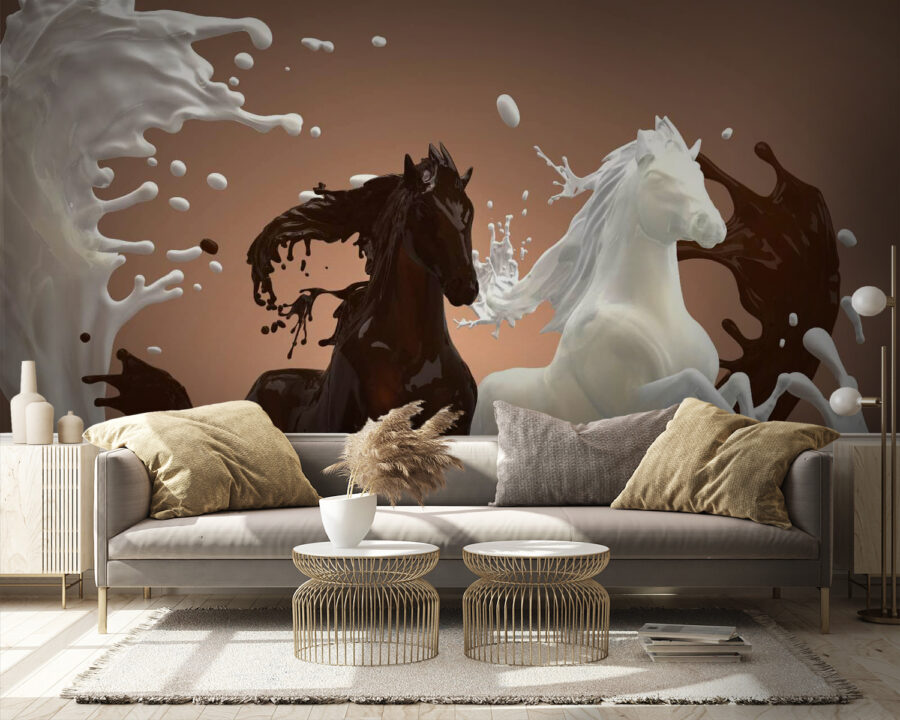 Cheval avec du lait qui l'entoure