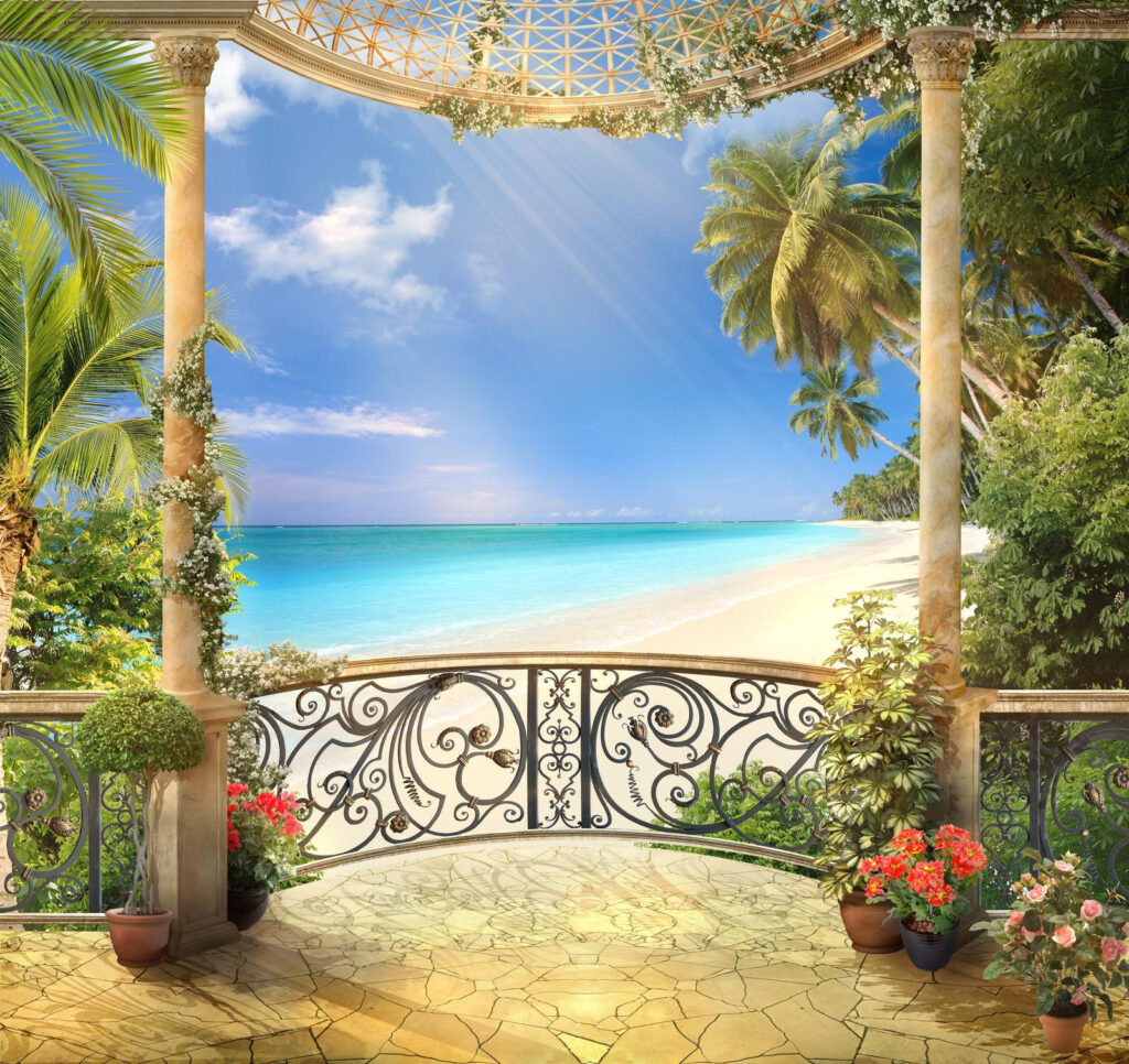 Vue d'une plage depuis un balcon Vue d'une plage depuis un balcon