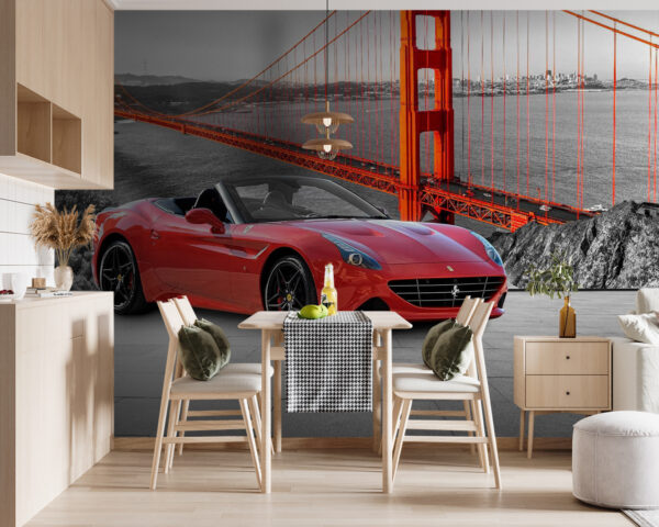 Voiture de sport rouge sur une route avec un pont en arrière-plan u64433pik119 600x480 - Voiture de sport rouge sur une route avec un pont en arrière-plan - tegory