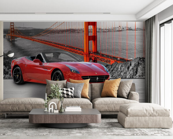 Voiture de sport rouge sur une route avec un pont en arrière-plan u64433pig63m 600x480 - Voiture de sport rouge sur une route avec un pont en arrière-plan - tegory