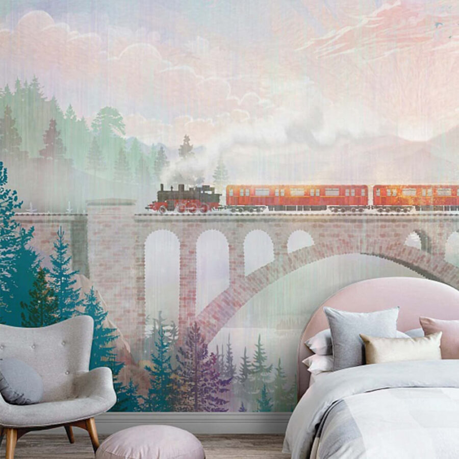Papier peint Train sur un pont