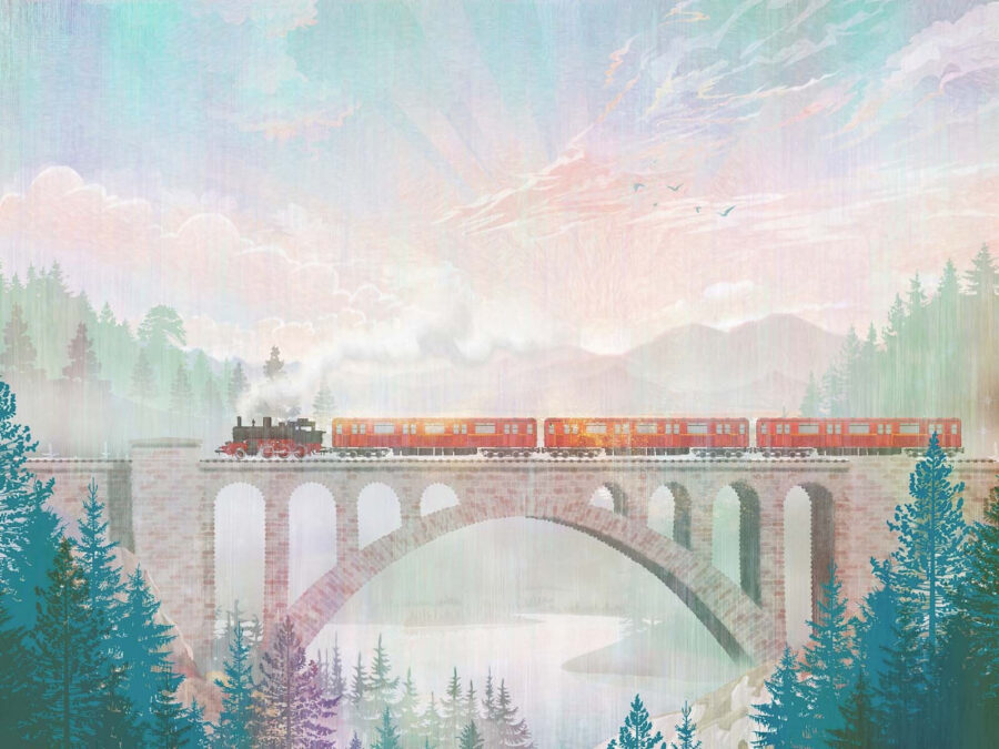 Papier peint Train sur un pont – Image 4