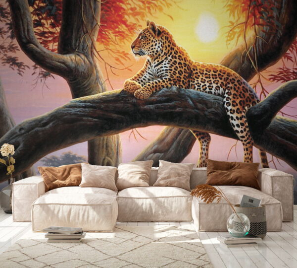Léopard couché sur une branche d'arbre Léopard couché sur une branche d'arbre
