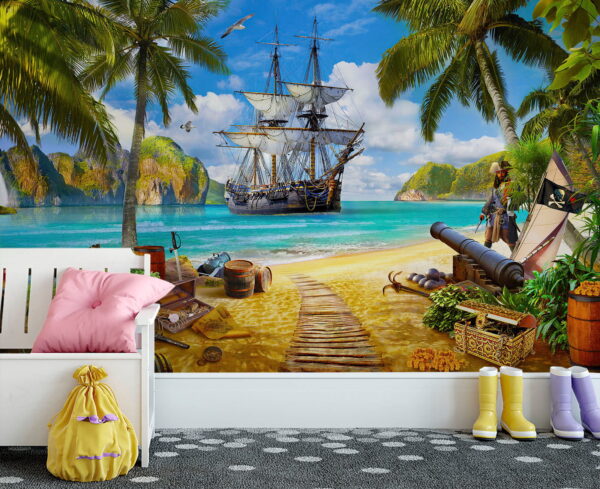 Bateau pirate sur une plage Bateau pirate sur une plage