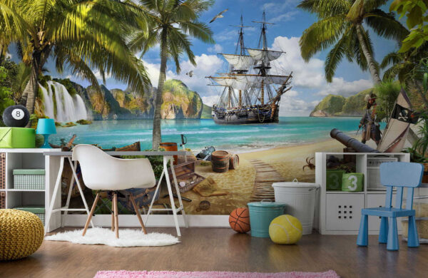 Bateau pirate sur une plage Bateau pirate sur une plage