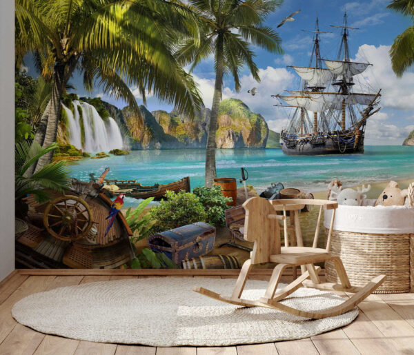 Bateau pirate sur une plage Bateau pirate sur une plage