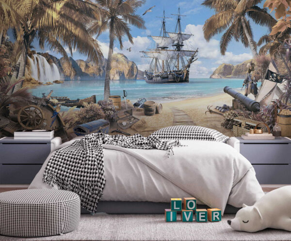 Bateau pirate sur une plage Bateau pirate sur une plage