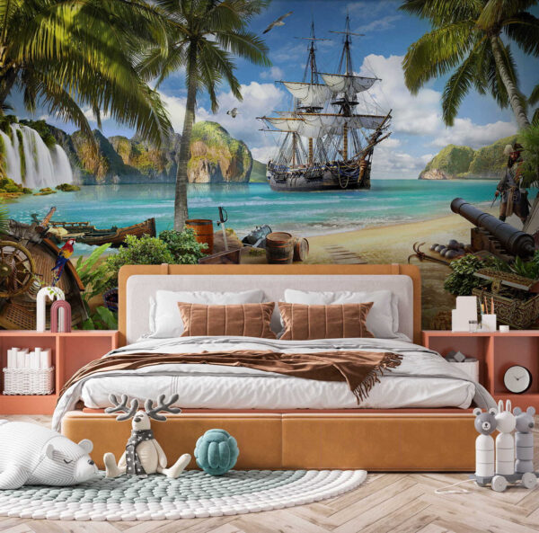 Bateau pirate sur une plage Bateau pirate sur une plage