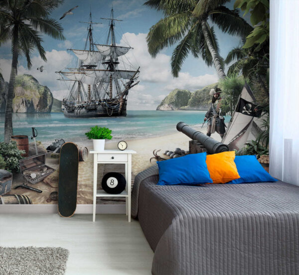 Bateau pirate sur une plage Bateau pirate sur une plage
