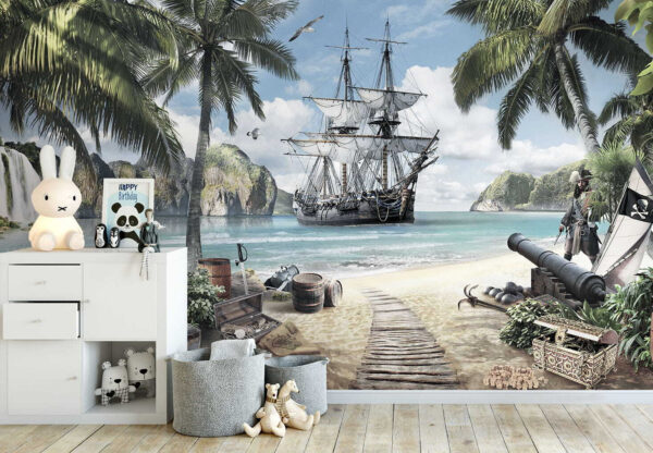 Bateau pirate sur une plage Bateau pirate sur une plage
