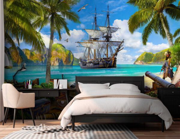 Bateau pirate sur une plage Bateau pirate sur une plage