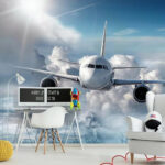Papier peint Un avion volant dans le ciel