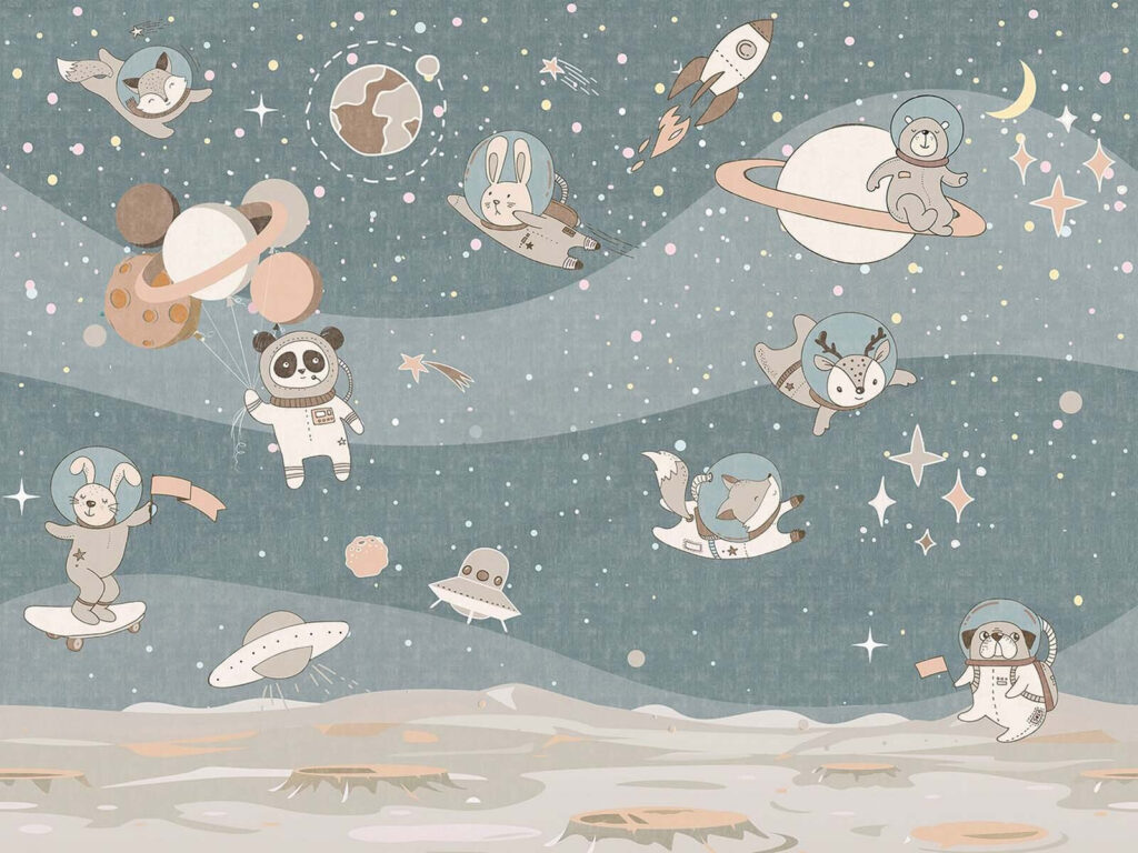 Dessin animé de l'espace avec des planètes et des étoiles Dessin animé de l'espace avec des planètes et des étoiles