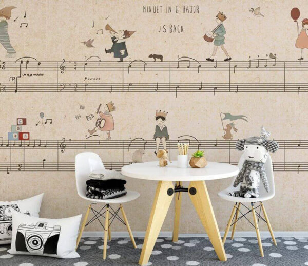 Feuille de musique avec des dessins de personnes jouant des instruments u62131pir1m 600x518 - Feuille de musique avec des dessins de personnes jouant des instruments - tegory