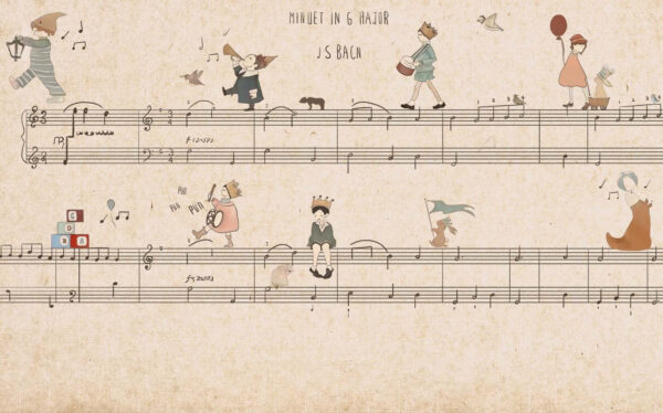 Feuille de musique avec des dessins de personnes jouant des instruments u62131p 600x374 - Feuille de musique avec des dessins de personnes jouant des instruments - tegory