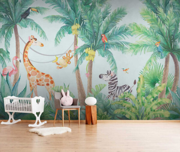 Girafe et zèbre dans la jungle Girafe et zèbre dans la jungle