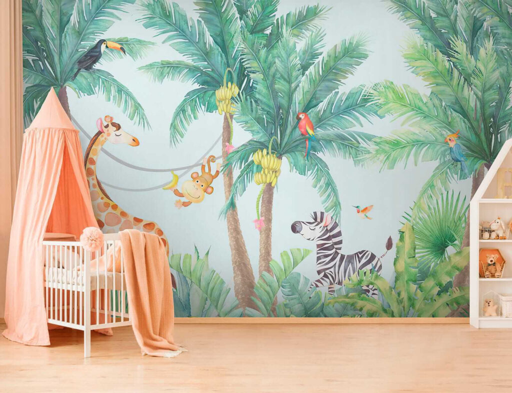 Giraffe and zebra in a jungle Giraffe and zebra in a jungle