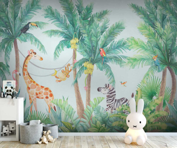 Girafe et zèbre dans la jungle Girafe et zèbre dans la jungle