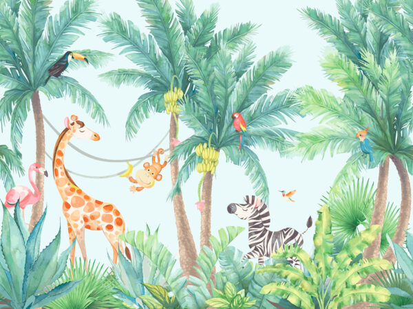 Girafe et zèbre dans la jungle Girafe et zèbre dans la jungle