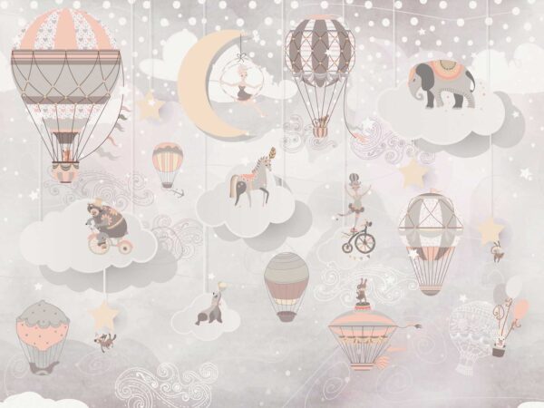 Groupe de montgolfières et d'animaux u62102p 600x450 - Groupe de montgolfières et d'animaux - tegory