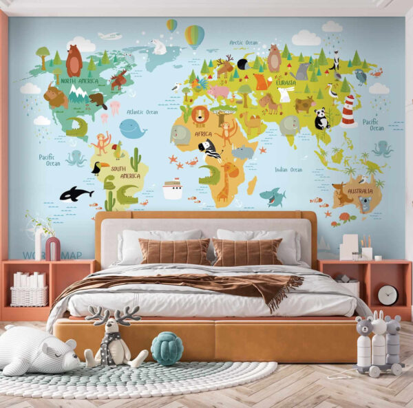 Carte du monde avec animaux Carte du monde avec animaux