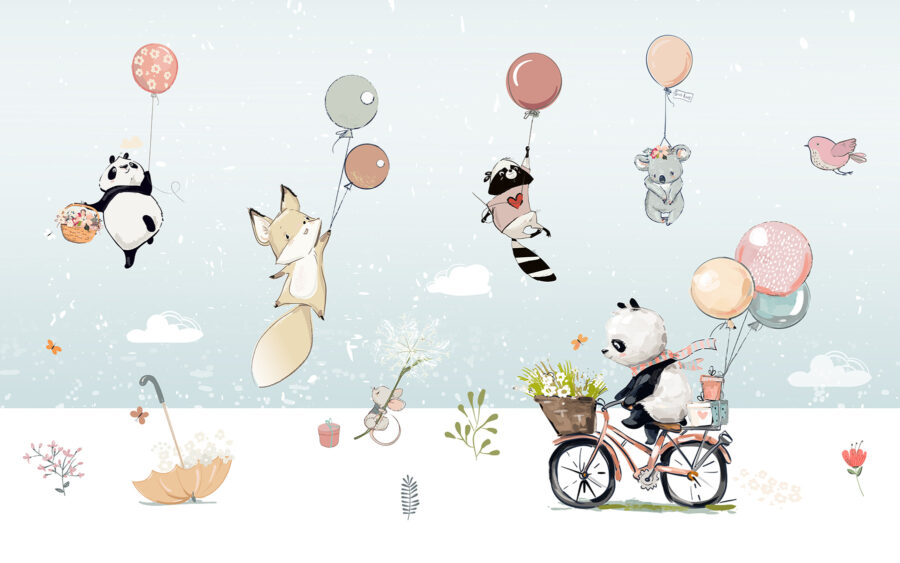Caricature d'animaux sur une bicyclette Caricature d'animaux sur une bicyclette