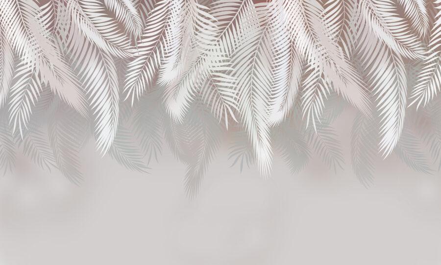 Papier peint Feuilles blanches sur fond gris – Image 5
